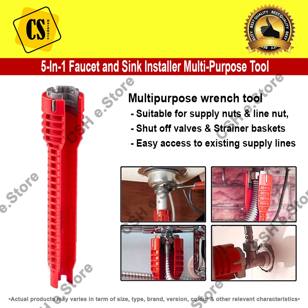 5IN1 Faucet Sink Basin Installer MultiPurpose Tap Opener Tool