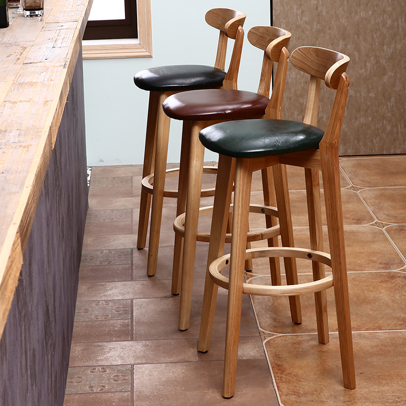 Ready Stock Solid wood bar chair high stool home Wood Stool Dining High