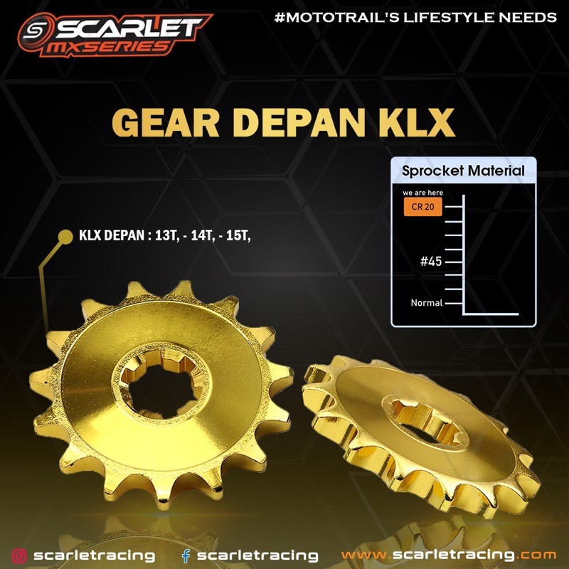 Gear KLX 150 Front SCARLET GOLD Color Size 428X13/14/15/16 Front GEAR
