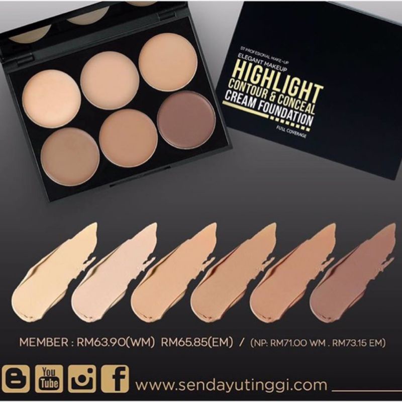 (Original HQ) Highlight Contour & Conceal Cream Foundation by Sendayu