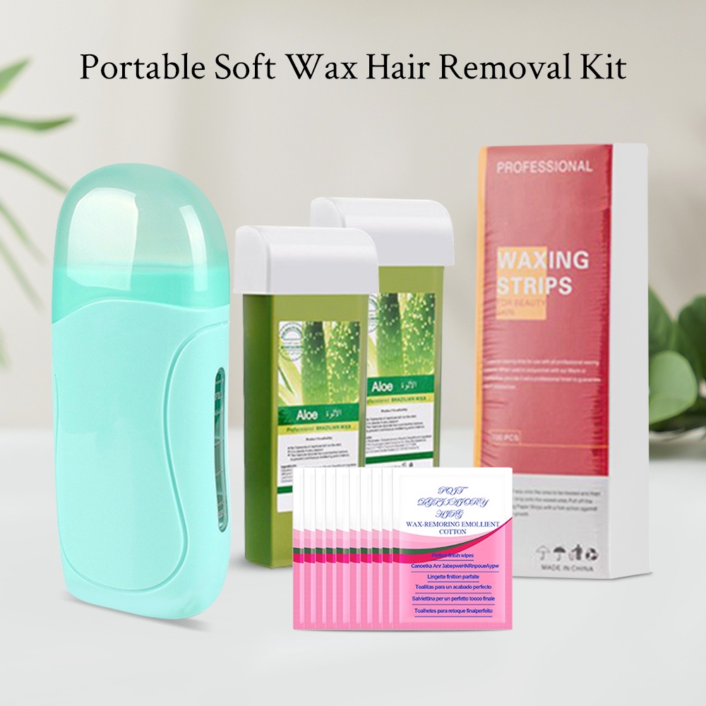 Roll on Wax, Wax Roller Kit for Hair Removal, Honey Roller Waxing Kit Wax Strips, Portable Pink