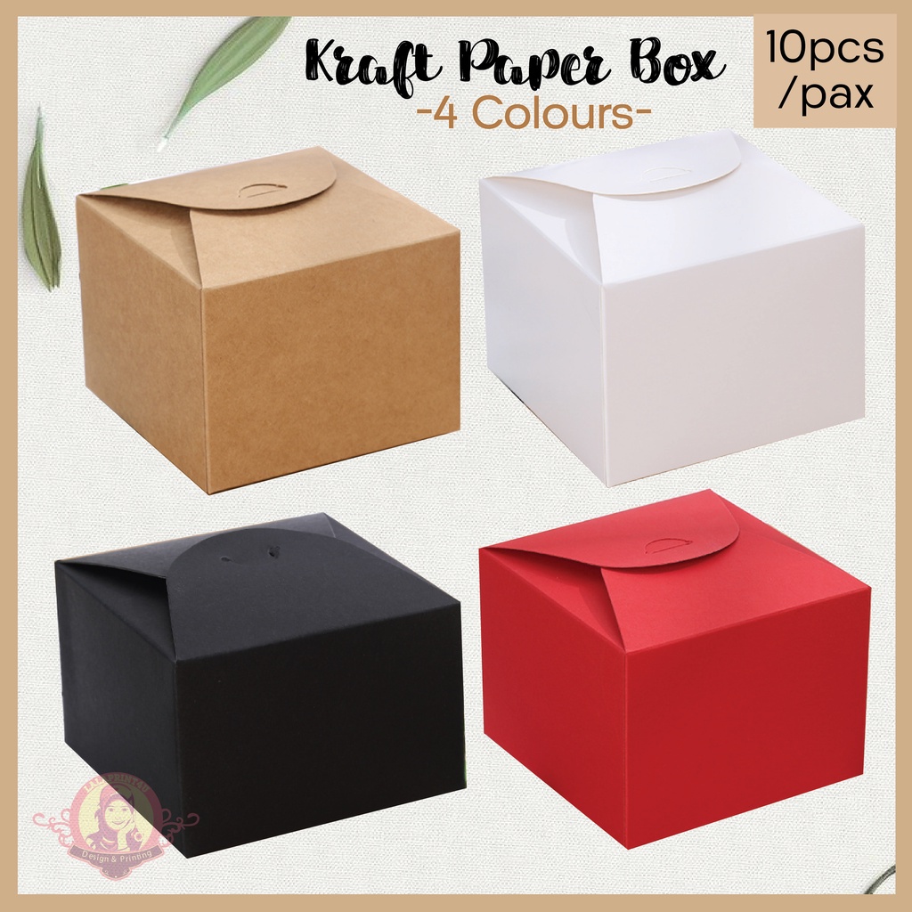 10pcs square KRAFT PAPER BOX for Goodies Pastry Box Wedding Box