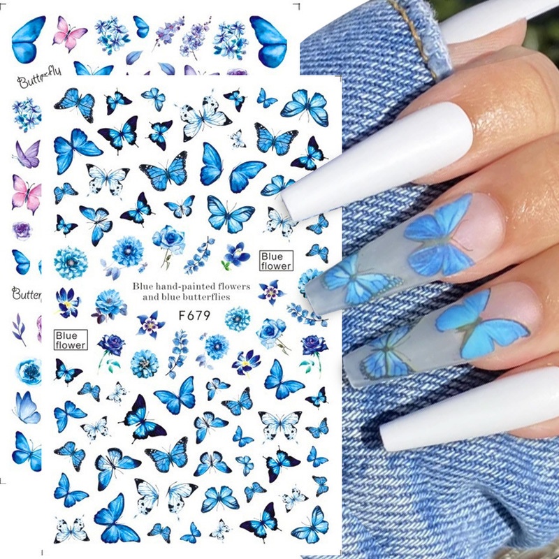1 Sheet Pack Nail Foils / Butterfly Rose Flower Pattern Paper Nails
