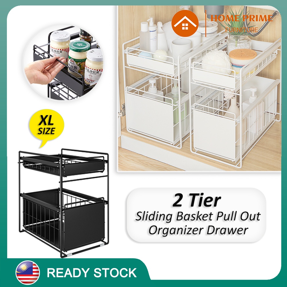 HOME PRIME 2 Tier Sliding Basket Pull Out Drawer Ideal