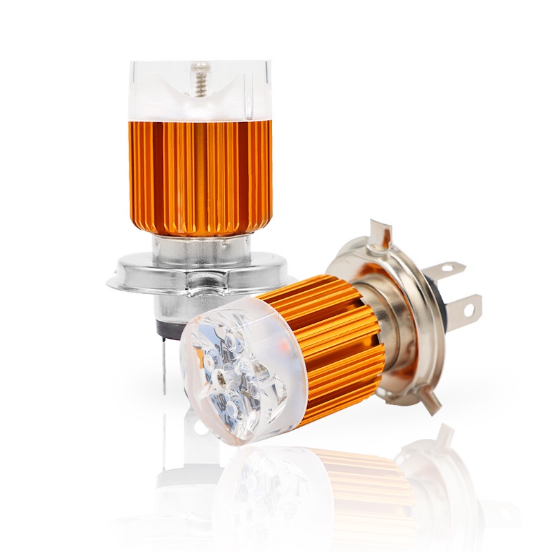 LED Motorcycle Lights Electric Lights 12V H4/BA20D LED Headlight Bulbs 4 Lamp Beads Strobe