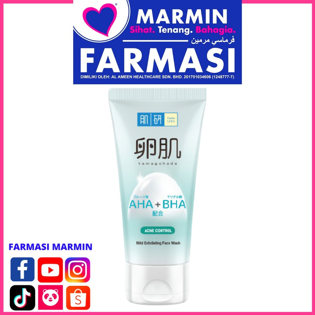 (PROMO) HADA LABO AHA + BHA ACNE CONTROL FACE WASH 100 g (EXP10/22