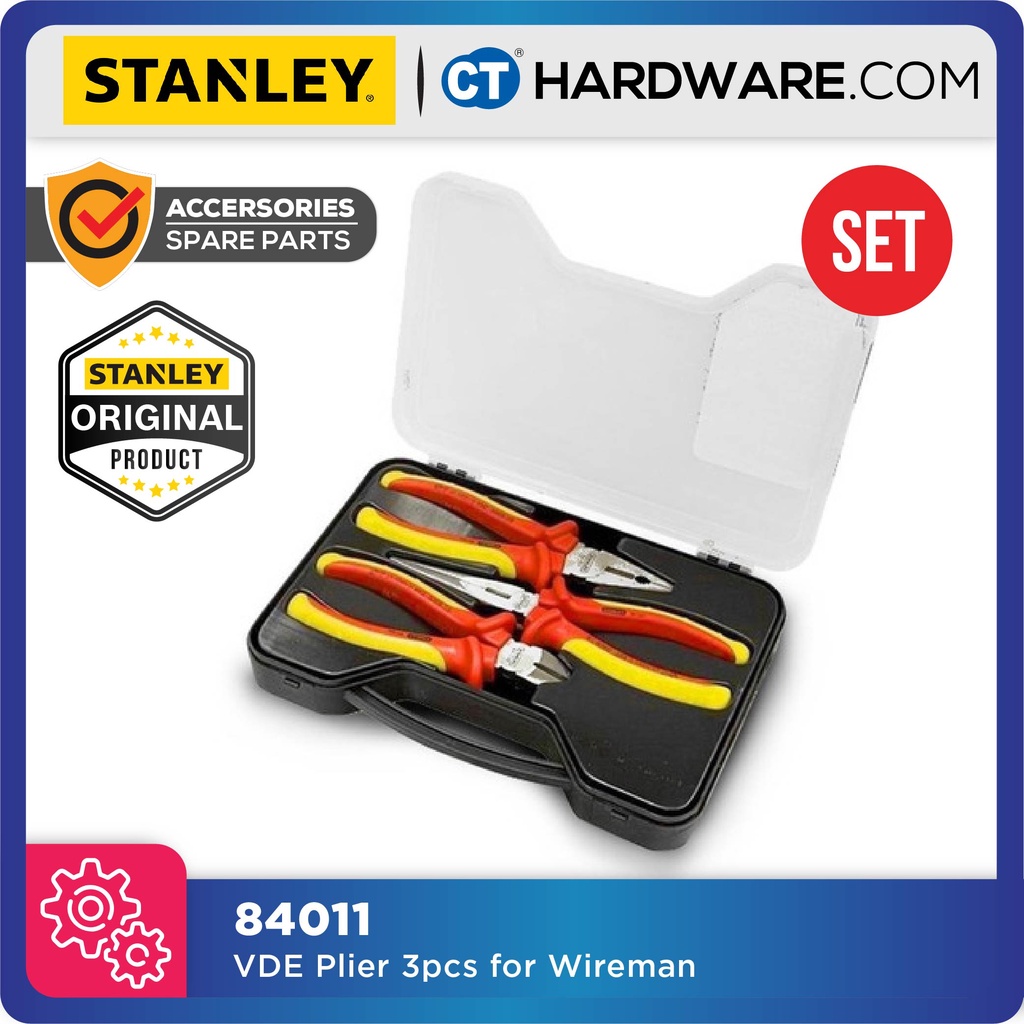 STANLEY 84011 VDE PLIER SET X 3PC (84001 , 84003 , 84007) X 1000V