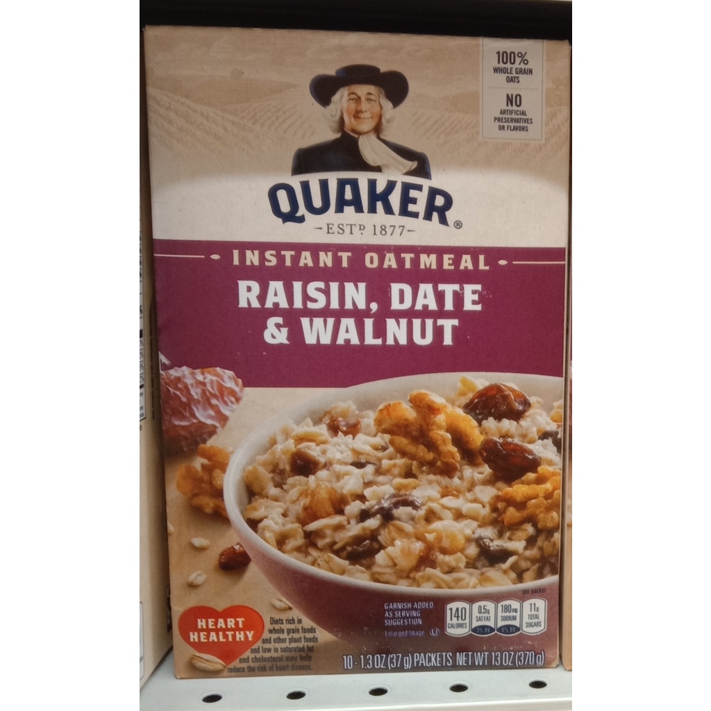 Quaker Instant Oatmeal Raisin, Date &Walnut 370g(USA) Shopee Malaysia