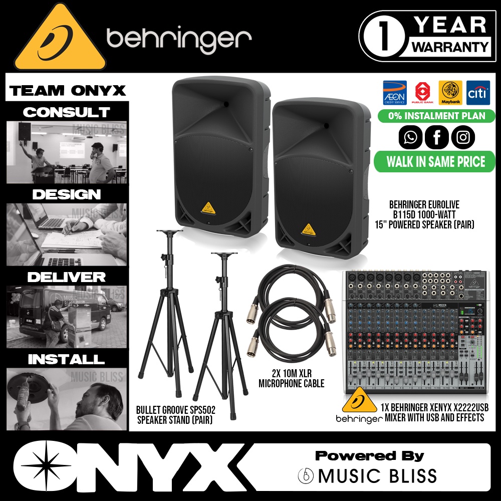 Live Band Package Behringer Xenyx X2222USB Mixer, Behringer Eurolive