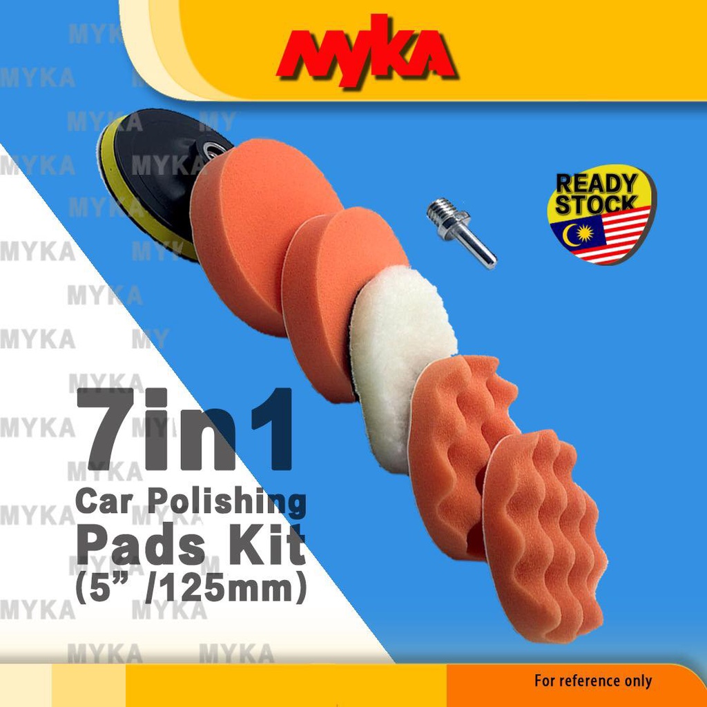 7 in 1 Car Polishing 5 " Pad Buffing Waxing Wool Plat Wave 5' Pad Polish Sponge Cutting