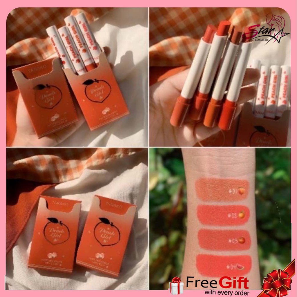 Tanako Peach Girl Matte Silky Lipstick set 4 piece Shopee Malaysia
