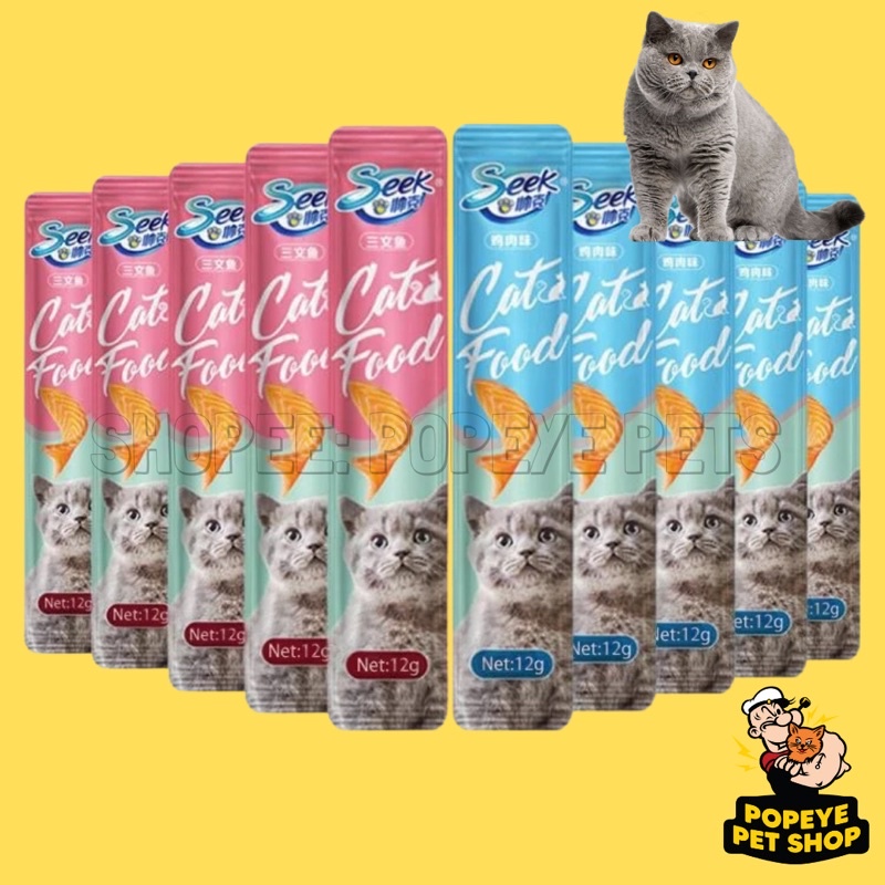 Wholesale 50 Sachets Seek Cat Snack Stick Wet Food Creamy Cat Treat Favourite Food Makanan
