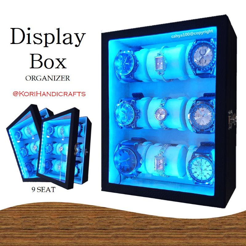 Clock BOX Acrylic Watch DISPLAY BOX Men Women Complete LED Light SIZE