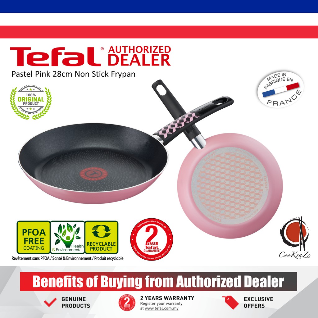 Tefal Pastel Pink Non Stick Frypan Cookware Made In France (28cm) B39806/B3980632 Shopee Malaysia