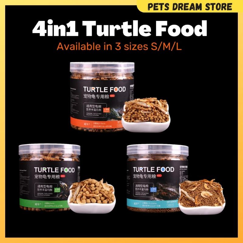 4in1 Turtle Food 450ml Turtle Pellets+Dried Krill+Dried Mealworm+Dried