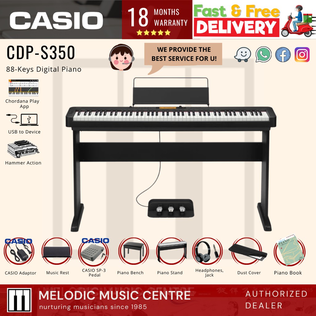 Casio CDP-S350 88-keys Digital Piano hOME PACKAGE (CDPS350 CDP S350