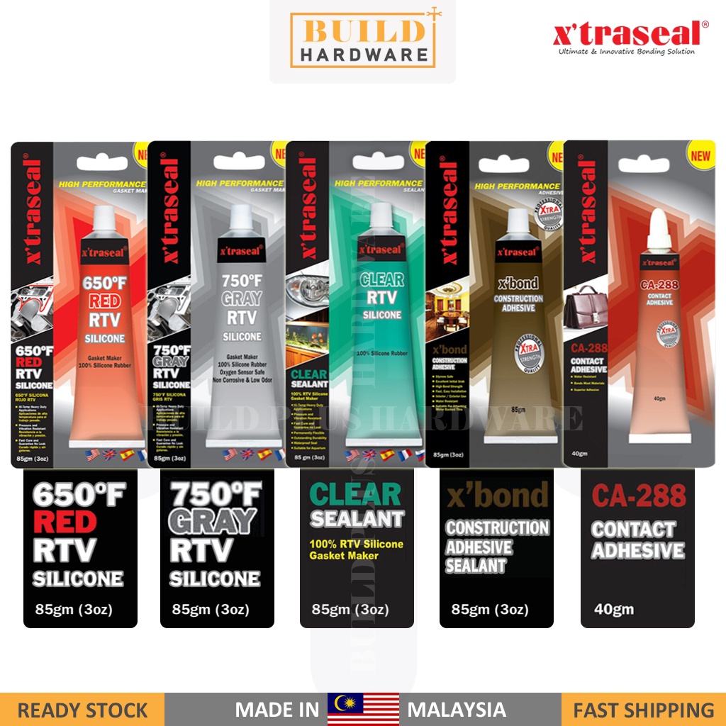X'TRASEAL 85GM/40GM 650°F Red 750°F Gray Clear RTV Silicone Sealant x