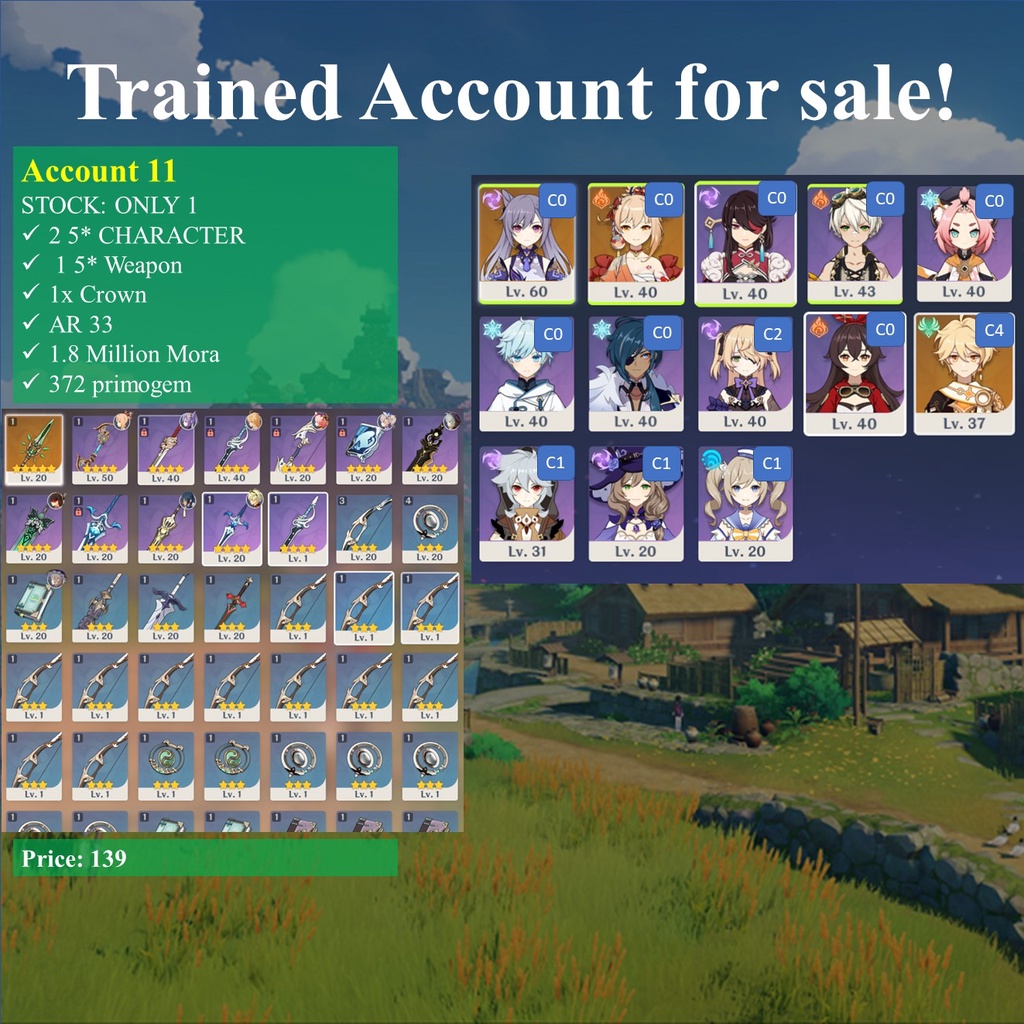 Genshin Impact Account For Sale! Trained Account High AR Shopee Malaysia