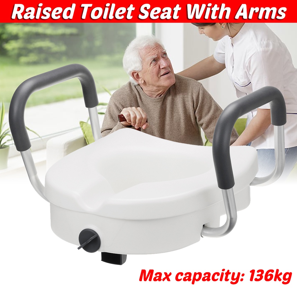 Removable Raised Toilet Seat With Arms Handles Padded Disability Aid Elderly Supports Shopee