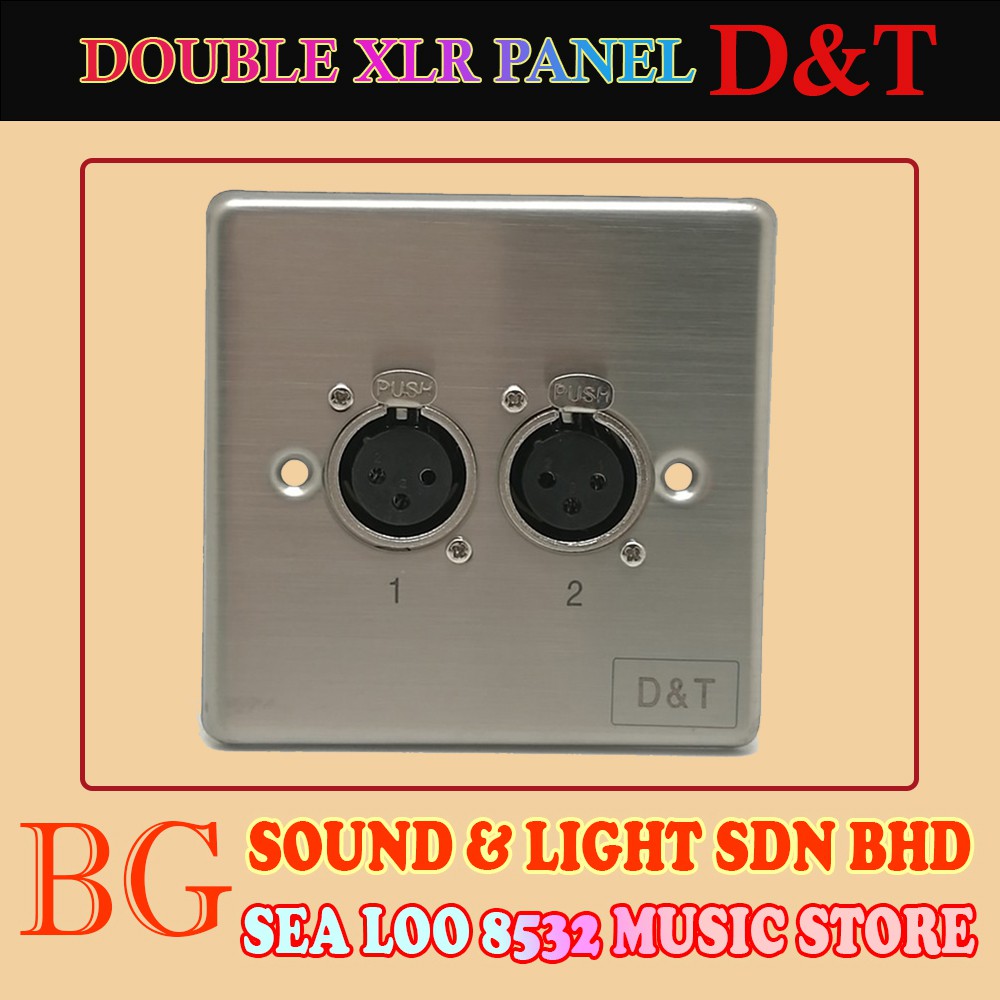 D&T 3"x3" DUAL XLR FEMALE WALL PLATE DUAL XLR WALL PANEL FOR