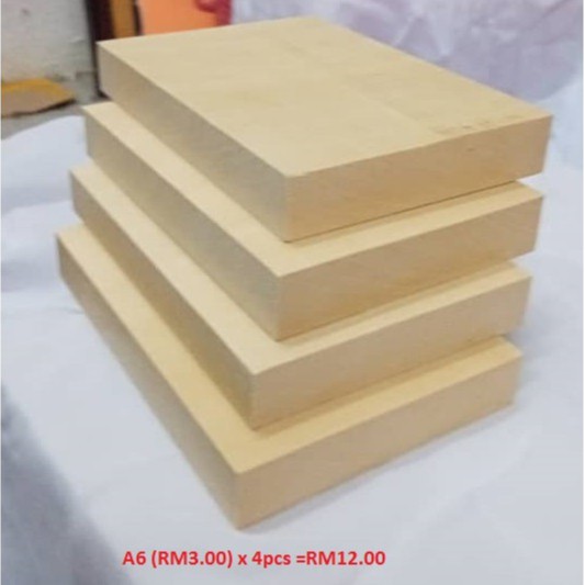 Jelutong wood/ kayu jelutong Saiz A6 X 4 pcs (ketebalan 28mm x 105mm x