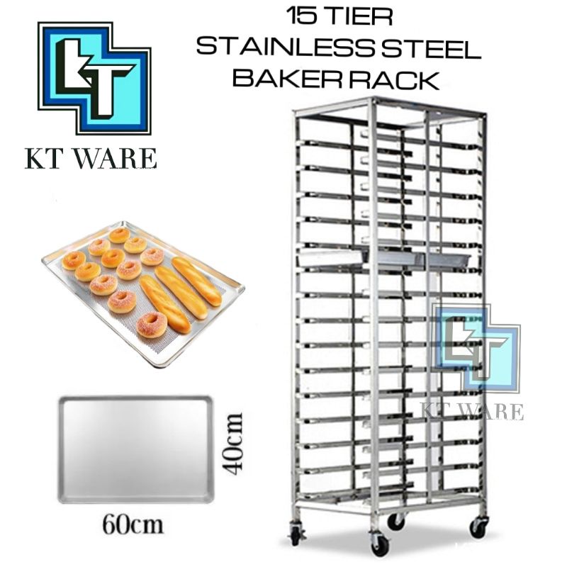 KT WARE 15 TIER STAINLESS STEEL COOLING RACK BAKER RACK CAKE RAKE FOR