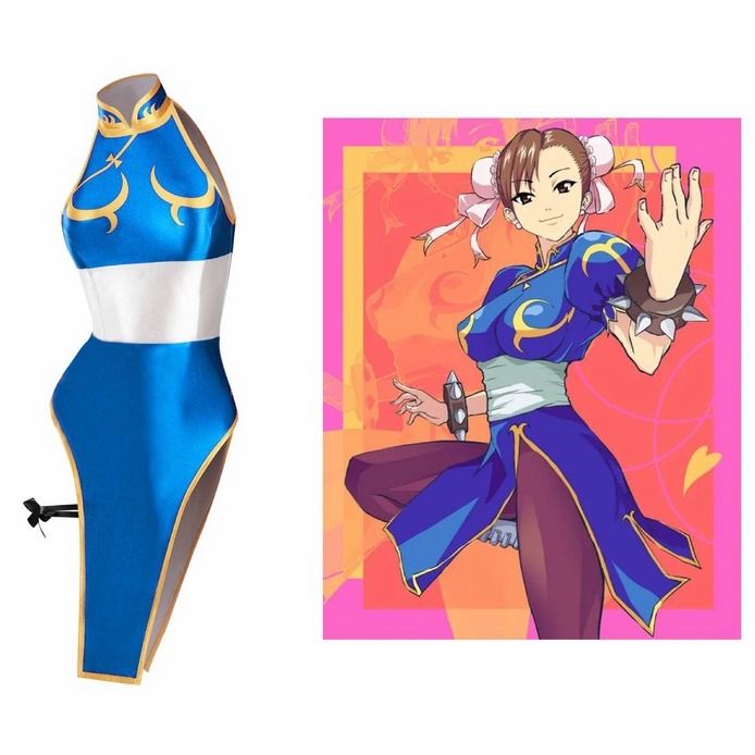 Chun li Cosplay Costume Sexy Swimsuit Chun Li Adult Costume Outfit for
