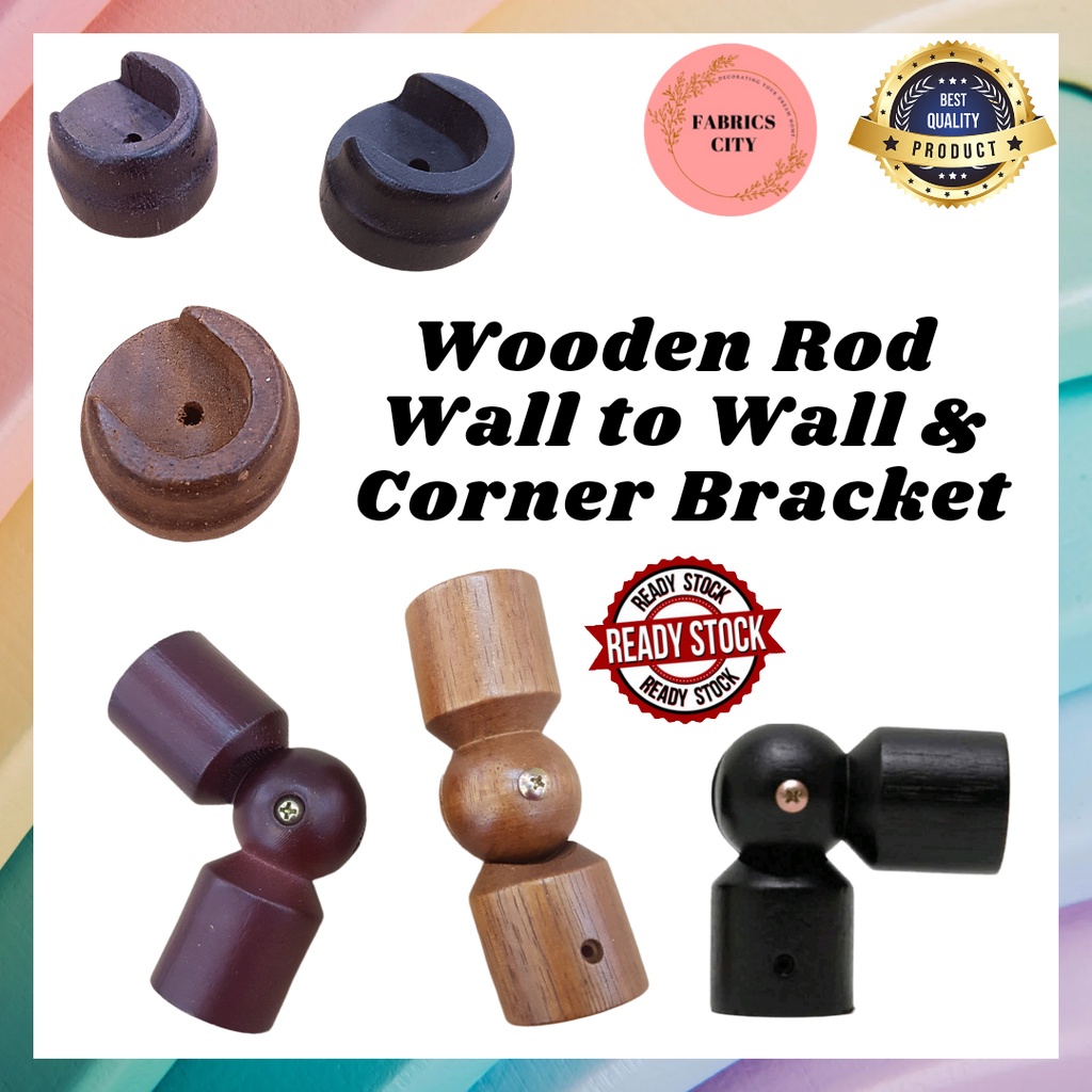 Wall to Wall Bracket / Corner Joiner for Curtain Rod / Wooden Curtain