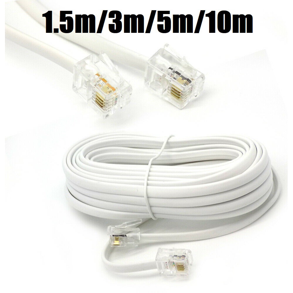 RJ11 Cable (1.5m,3m,5m,10m) Telephone Line Wire Fourcore [READY STOCK