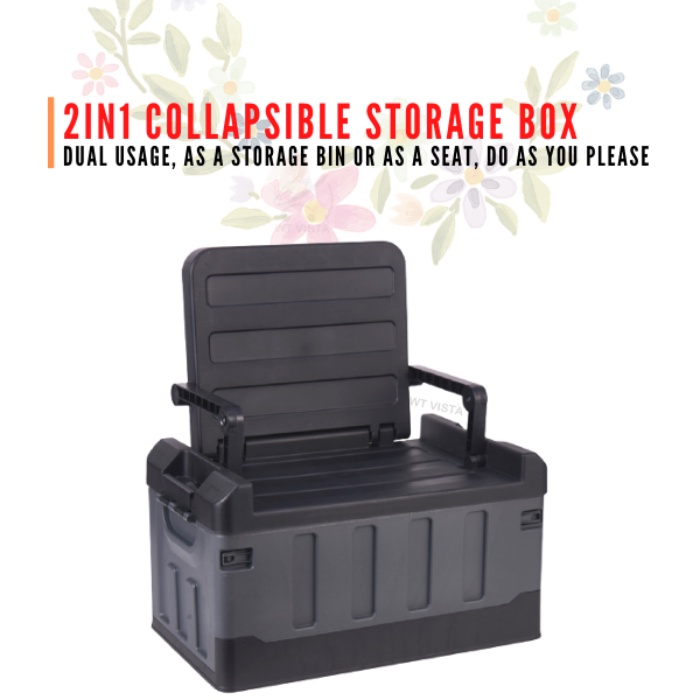 Foldable Chair Storage Box 2 in 1 Storage Bin Stool Collapsible