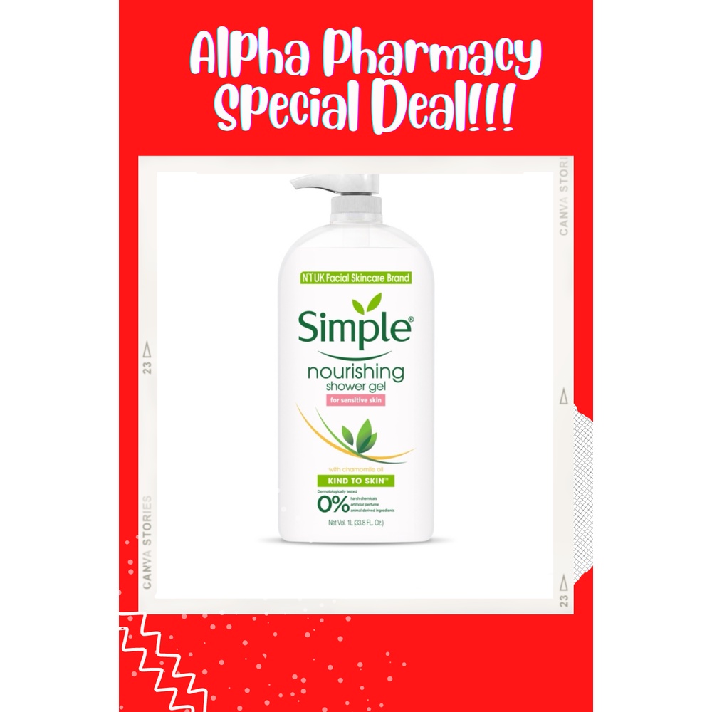 Simple Refreshing Shower Gel For Sensitive Skin 1L Shopee Malaysia