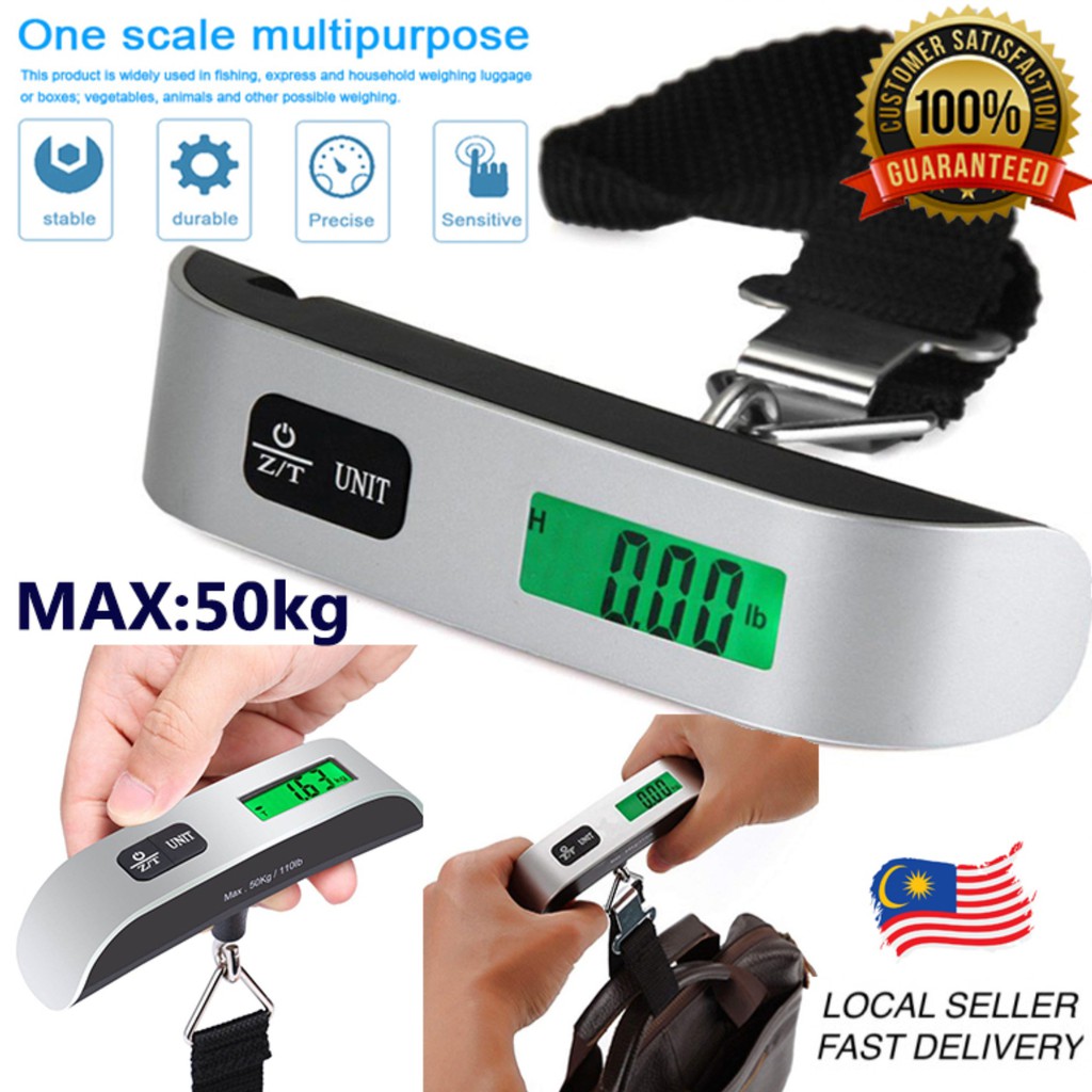 50kg/110lb Digital LCD Electronic Luggage Scale Portable Hanging Weight