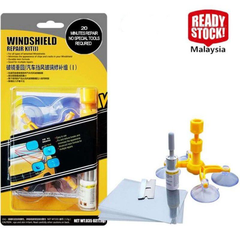 🔥Windshield Gel Repair Kit🔥 for Crack & Chips 💥DIY💥 Shopee Malaysia