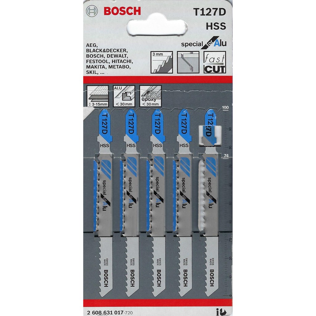 Bosch Jigsaw Blade T127D Metal , Epoxy & plastic Cutting 5pc/pack