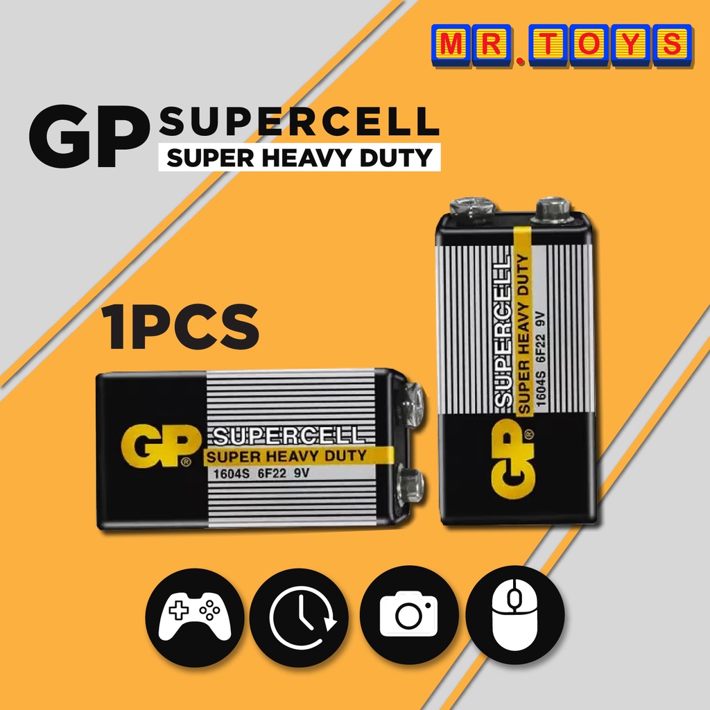 GP SUPERCELL Super Heavy Duty 1604S 6F22 9V Battery Batteries 1 PC