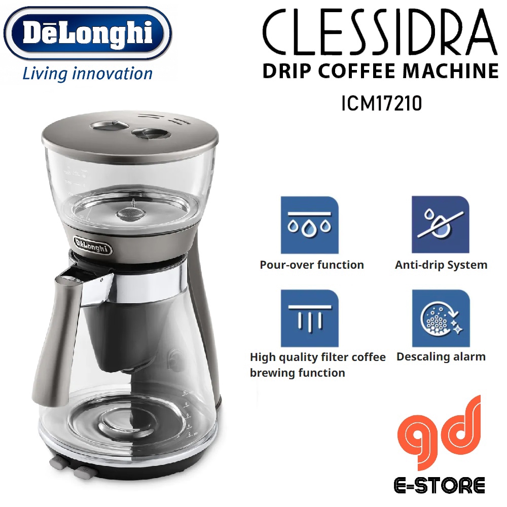 Delonghi Clessidra Drip Coffee Machine ICM17210 Anti Drip Filter Coffee