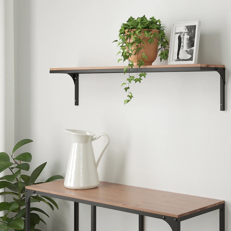 IKEA Solid Wood Rustic Wall Shelf Coffee Shelf Para Dinding Kayu