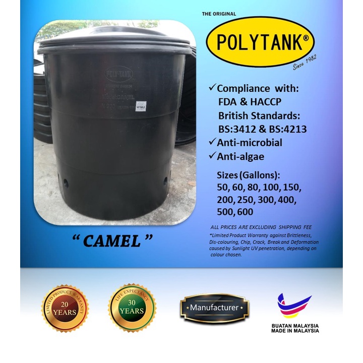 POLYTANK Camel N300 (400 Gallons) Big Large Water Tank Storage