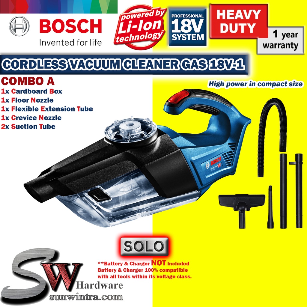 COMBO Bosch GAS18V1 Professional Cordless Vacuum Cleaner,**SOLO or