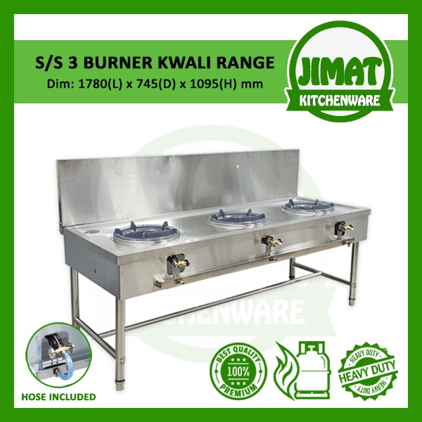 Stainless Steel DIY 3 Burner Kwali Range / Dapur Gas 3 Tungku Stove