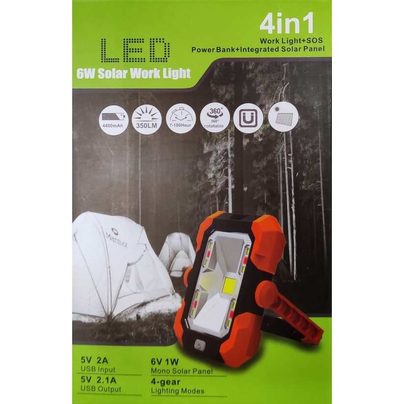 4in1 Portable Solar LED Work Light, Spot Light, Emergency Light, Power