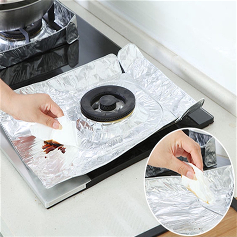 2pcs/set Gas Stove Aluminum Foil Pad Oilproof Stove Paper Pad Reusable