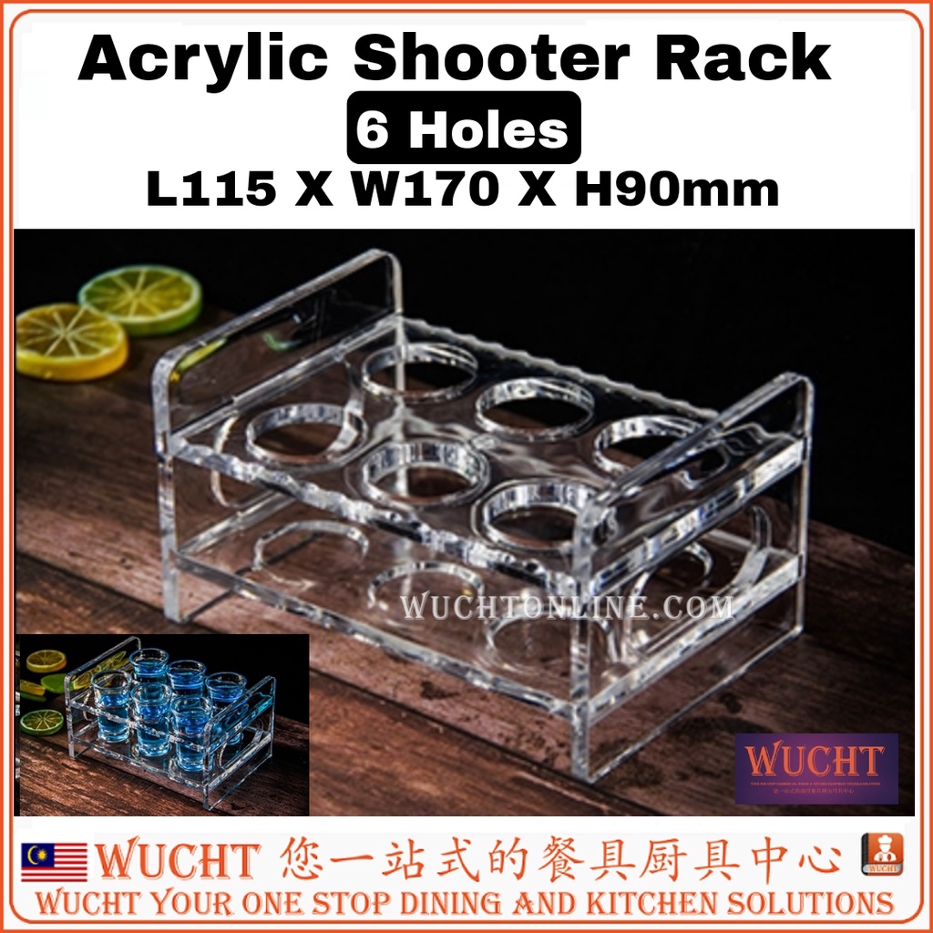 【WUCHT】6 Holes Acrylic Shooter Rack / Clear Acrylic Shot Glass Holder