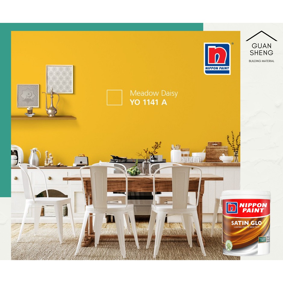 NIPPON Paint Satin Glo (Yellow Series) 1L Indoor Water Based Wall Paint
