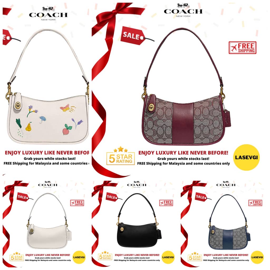 Original Sale! Coach Swinger Bag 20 black white signature