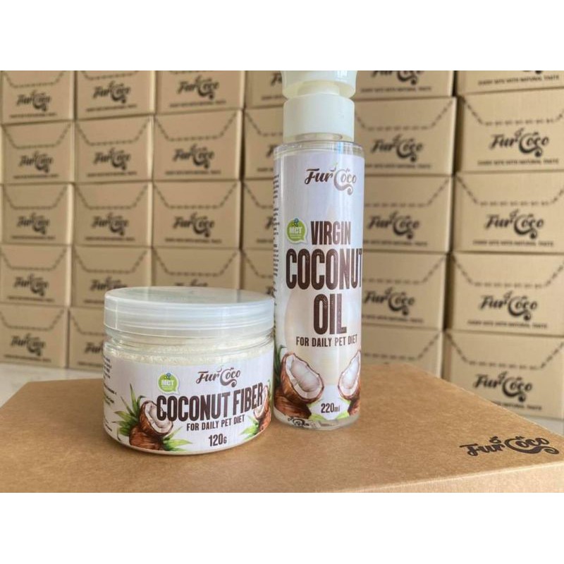 FurCoco Virgin Coconut Oil and Fiber(hairball control) for Cat / Dog