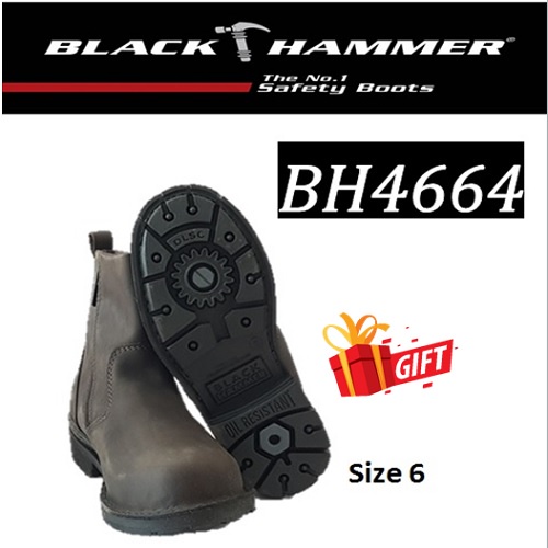 BH 4664 Black Hammer Mid Cut Slip On Zip Safety Shoes ( SIRIM Certified