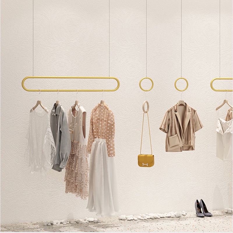 Clothing Store Display Rack On Wall Hanging Ring Light Luxury Wall