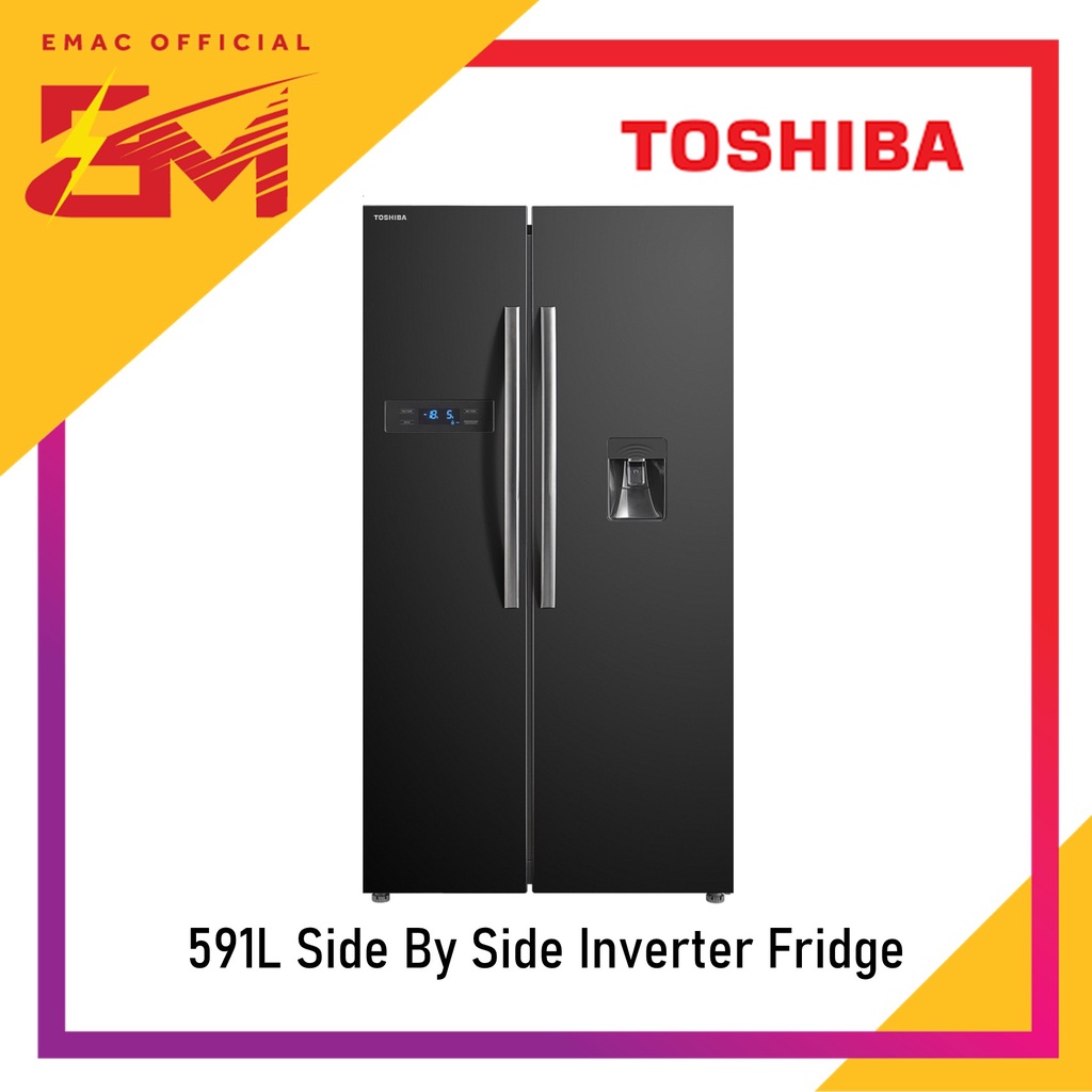 Toshiba Side By Side Inverter Refrigerator Dual Inverter (591L) RS682WE Peti Sejuk Besar