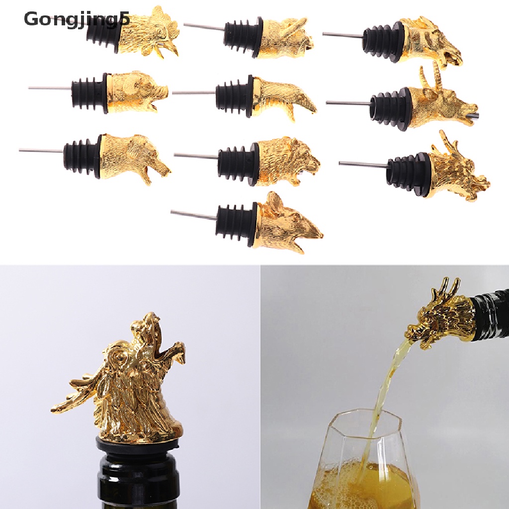 Gongjing5 1Pc Zinc Alloy Animals Head Wine Pourer Wine Bottle Stoppers